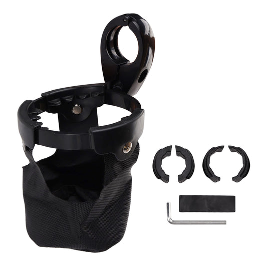 ATV UTV Bike Motorcycle Scooter Golf Cart with 22-27mm Bar Cup Bracket Holder Bottle Cargo Carrier Black Universal