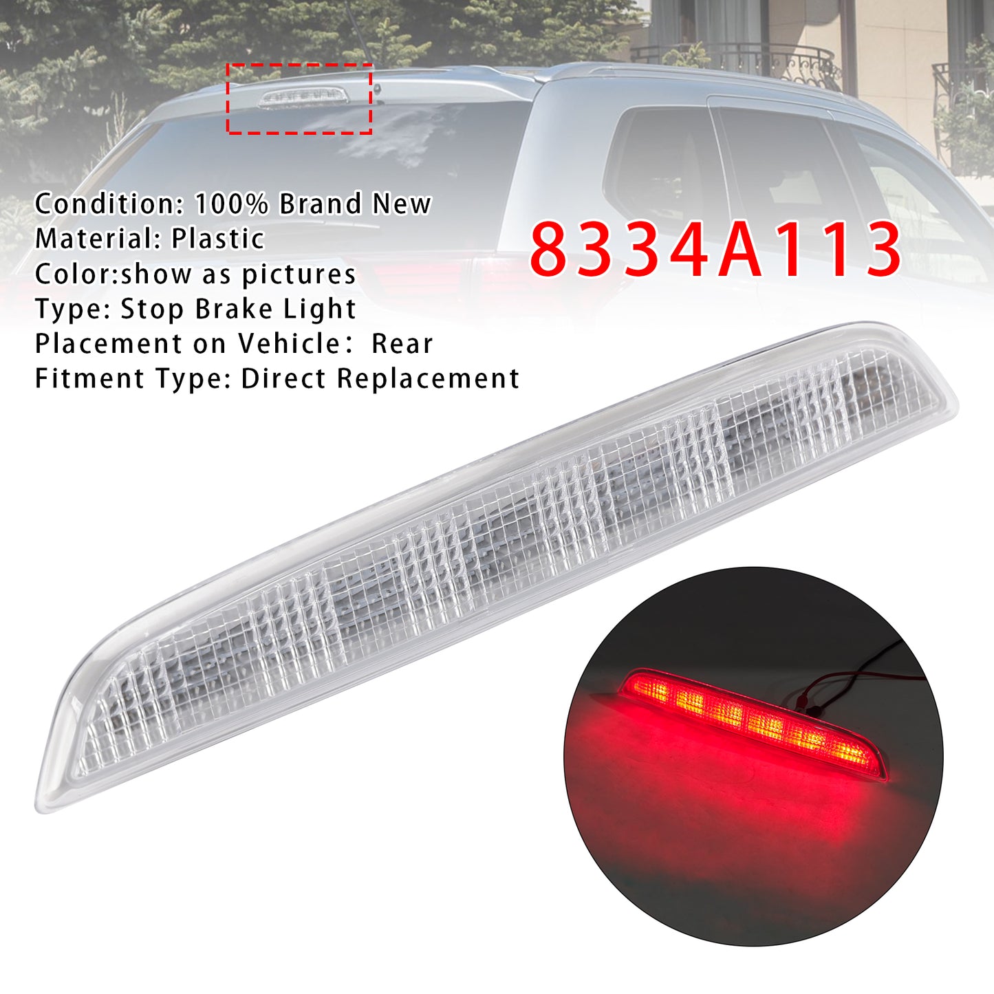 2013-2016 Mitsubishi Outlander White 8334A113 High Mount LED Stop Brake Light (Copy)