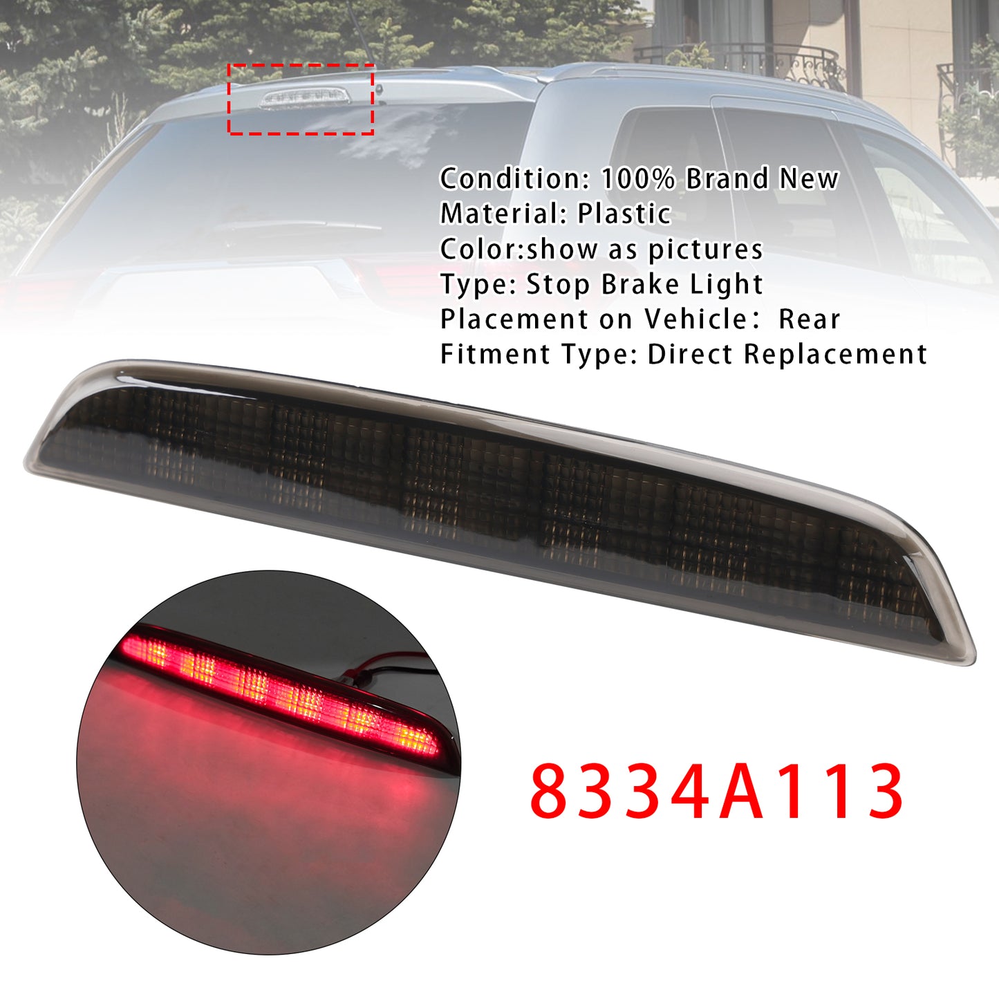 2014-2020 Mitsubishi Outlander Black 8334A113 High Mount LED Stop Brake Light
