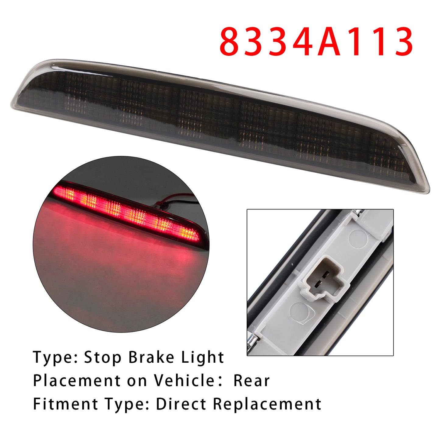 2014-2020 Mitsubishi Outlander Black 8334A113 High Mount LED Stop Brake Light