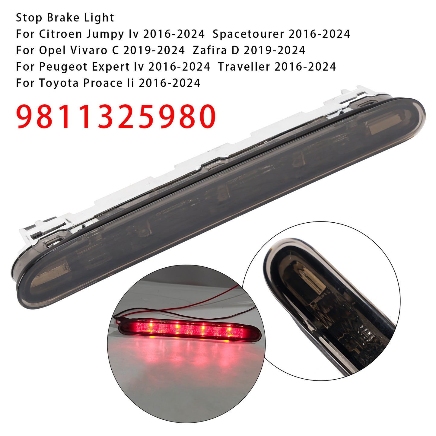2016-2024 Peugeot Expert Iv Traveller 9811325980 LED Rear Stop Brake Light