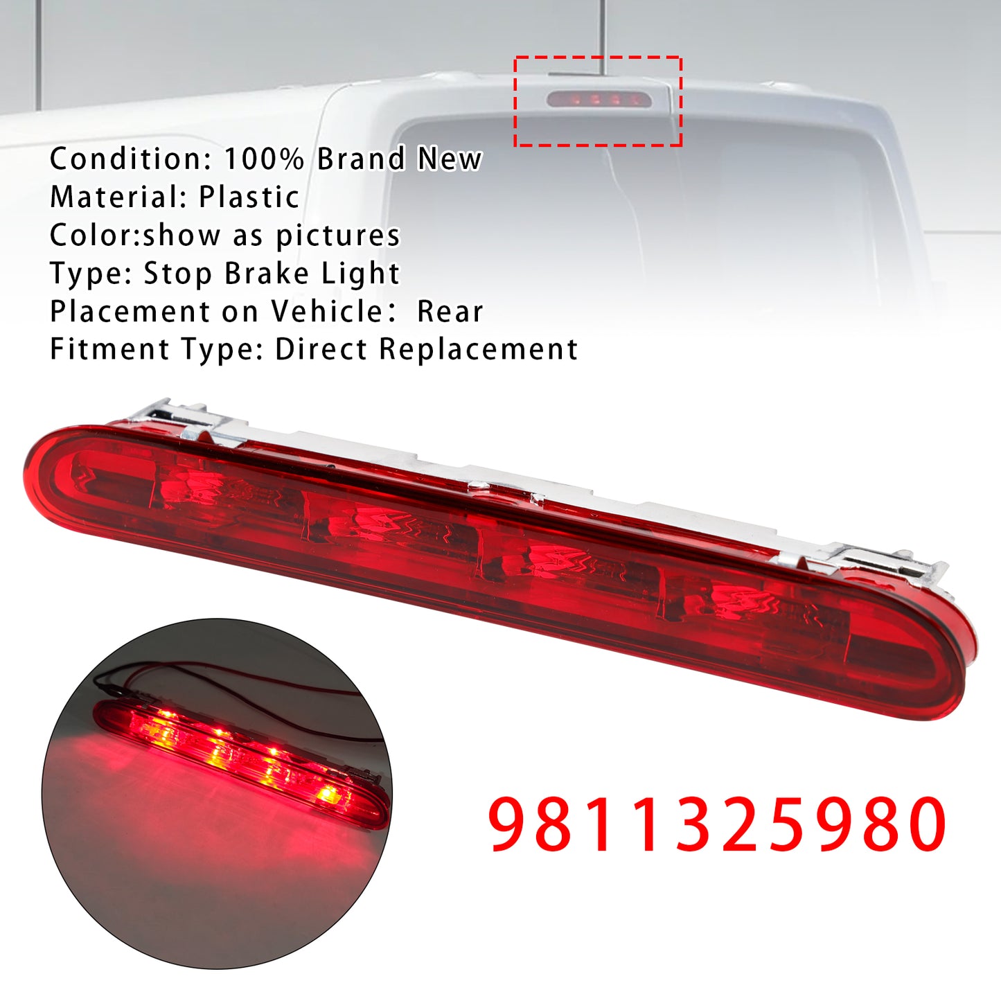 2019-2024 Opel Vivaro C Zafira D 9811325980 LED Rear Stop Brake Light