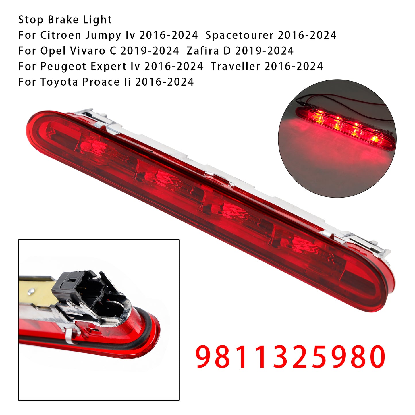 2019-2024 Opel Vivaro C Zafira D 9811325980 LED Rear Stop Brake Light