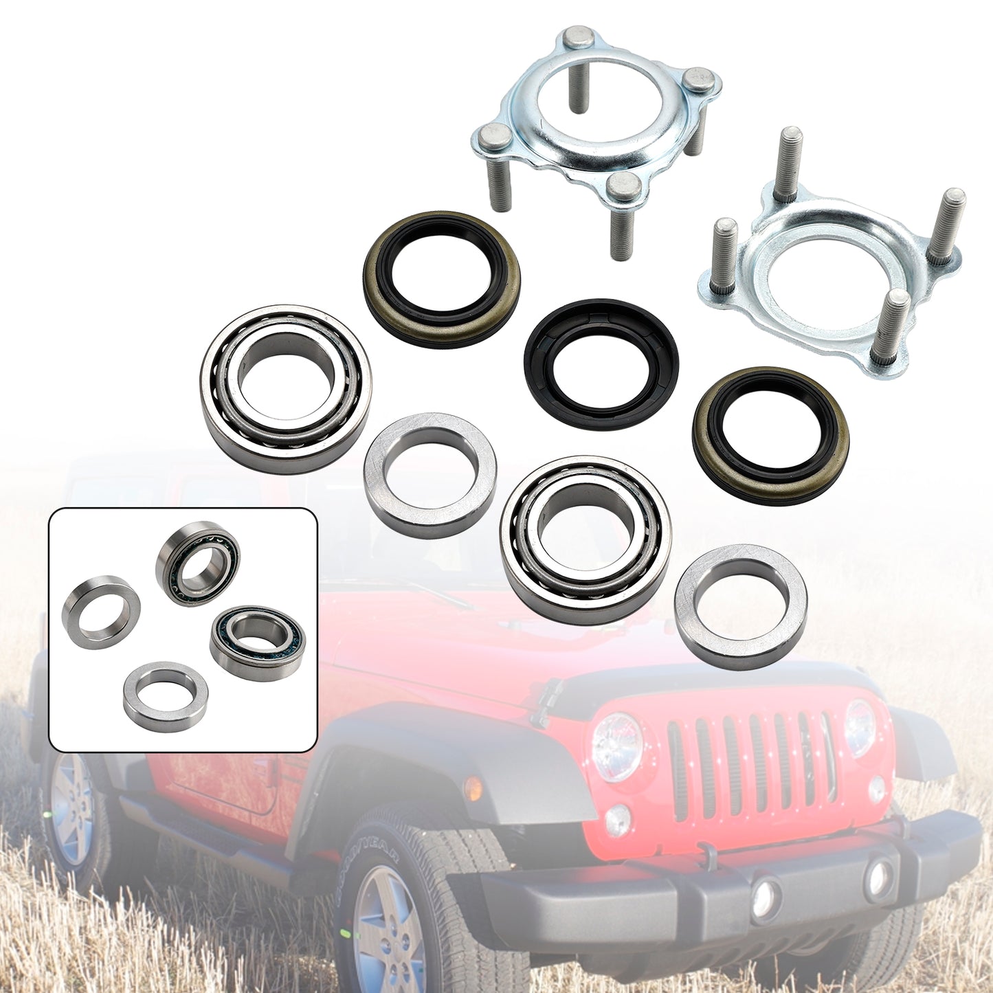 2007-2018 Jeep Wrangler JK 68003270AA Both Side Rear Axle Bearing and Seal Kit