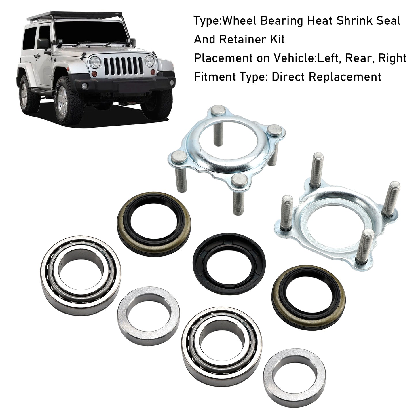 2007-2018 Jeep Wrangler JK 68003270AA Both Side Rear Axle Bearing and Seal Kit
