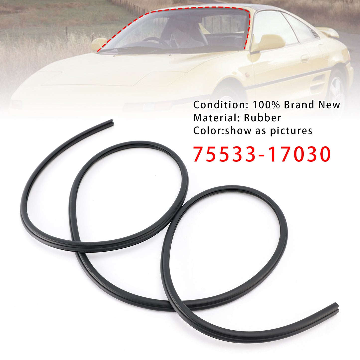 1990-1995 Toyota MR2 SW20 75533-17030 Front Windshield Outside Molding