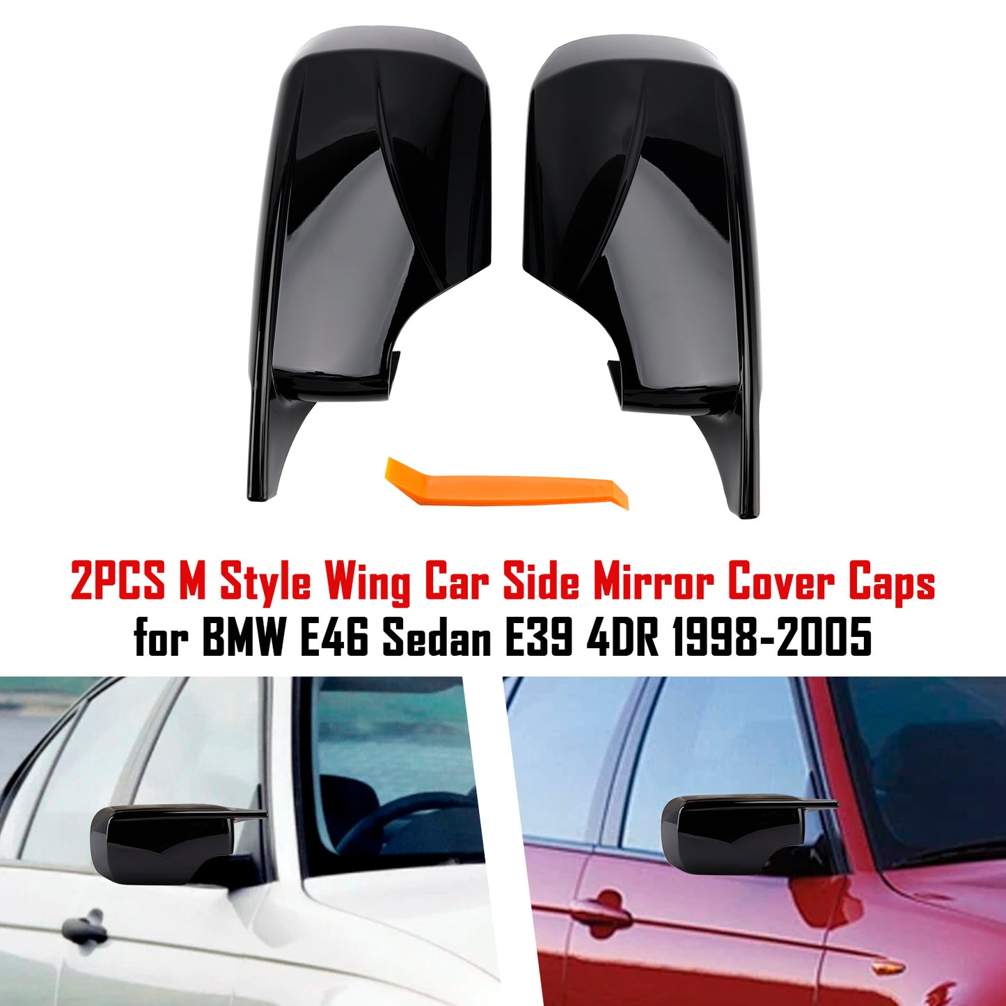 1998-2005.02 BMW 3 Series E46 Sedan 51168238375 2PCS M Style Wing Car Side Mirror Cover Caps