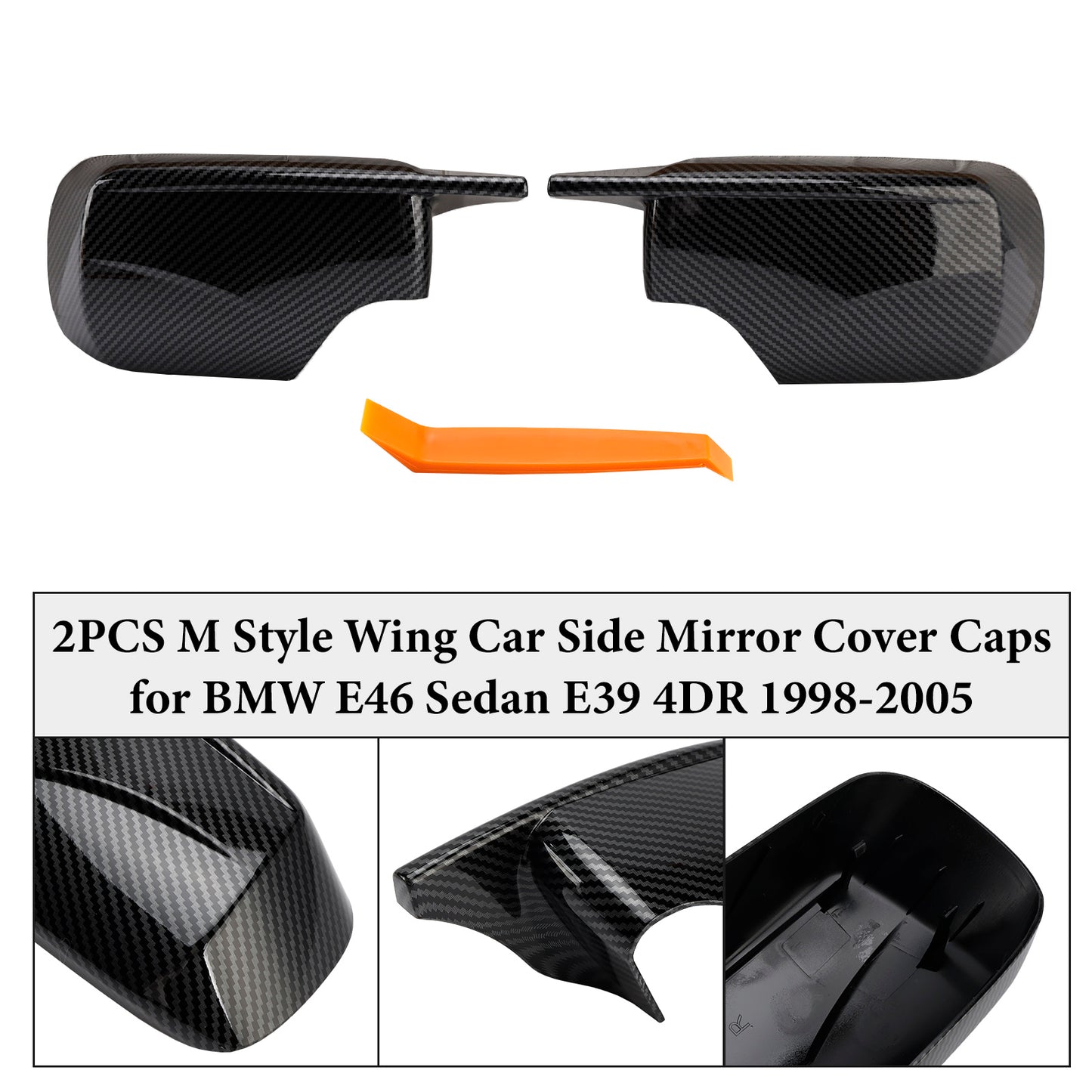 1998-2005.02 BMW 3 Series E46 Sedan 51168238375 2PCS M Style Wing Car Side Mirror Cover Caps