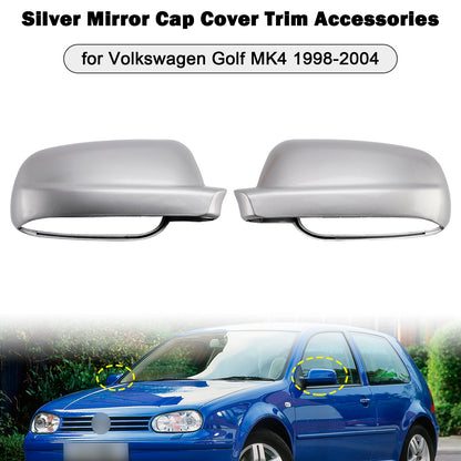 Silver Mirror Cap Cover Trim Accessories 1998-2004 Volkswagen Golf MK4