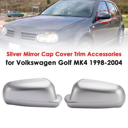 Silver Mirror Cap Cover Trim Accessories 1998-2004 Volkswagen Golf MK4