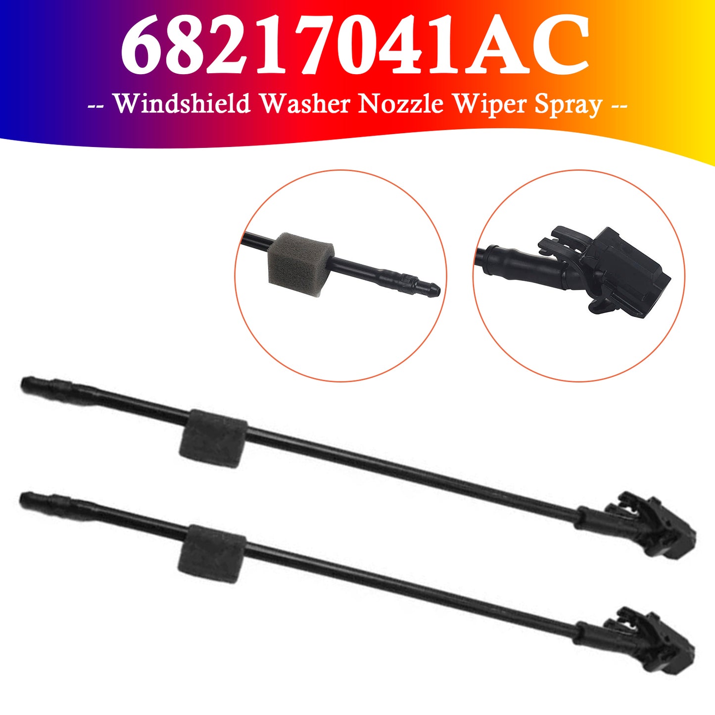 2015-23 Dodge Challenger 68217041AC 2X Windshield Washer Nozzle Wiper Spray