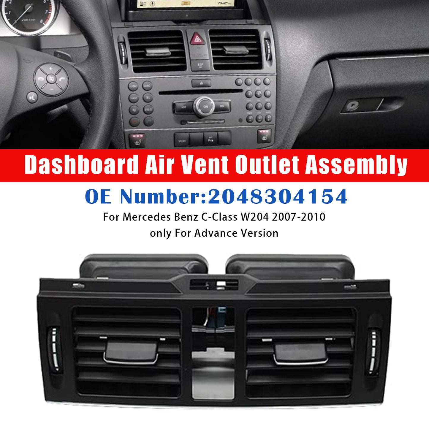 Dashboard Air Vent Outlet Benz W204 2007-2010 Advance Version 2048304154
