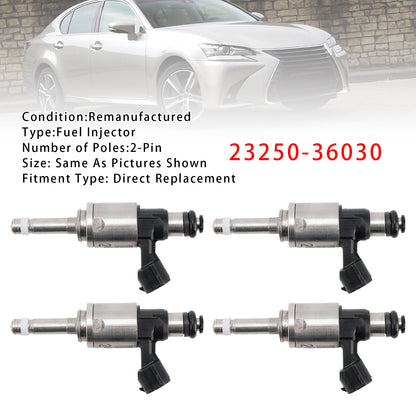 2016 Lexus RC200t 4 Cyl 2.0L 8ARFTS 8ARFTS ASC10 23250-36030 4Pcs Fuel Injector