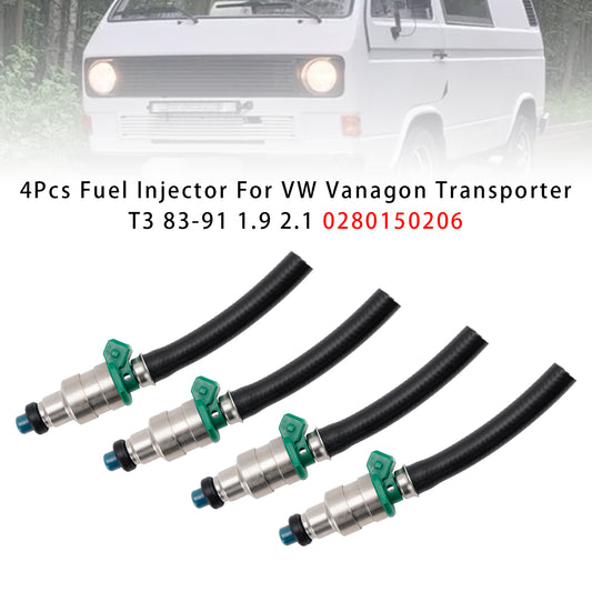 83-91 VW Vanagon Transporter T3 1.9 2.1 0280150206 4Pcs Fuel Injector