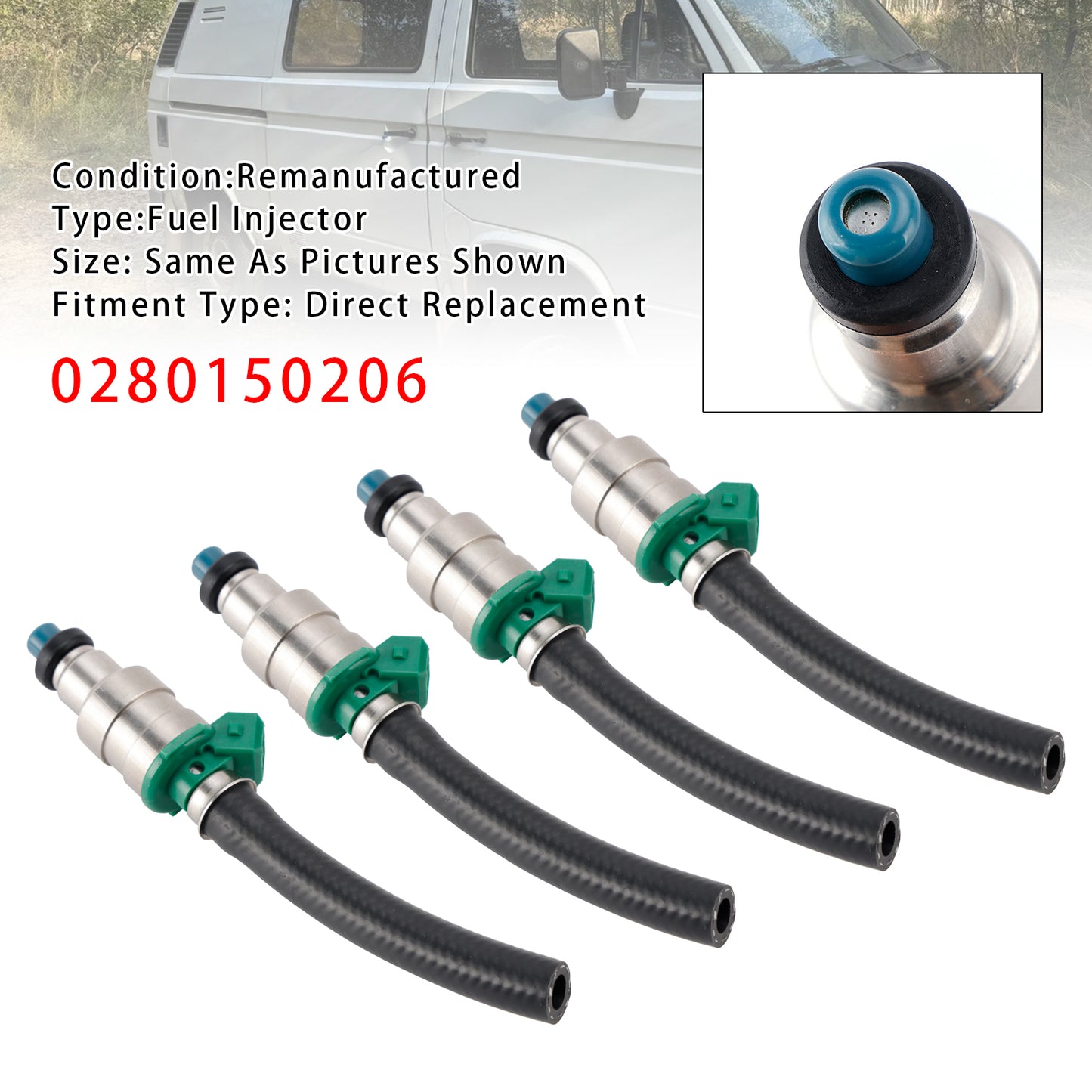 83-91 VW Vanagon Transporter T3 1.9 2.1 0280150206 4Pcs Fuel Injector