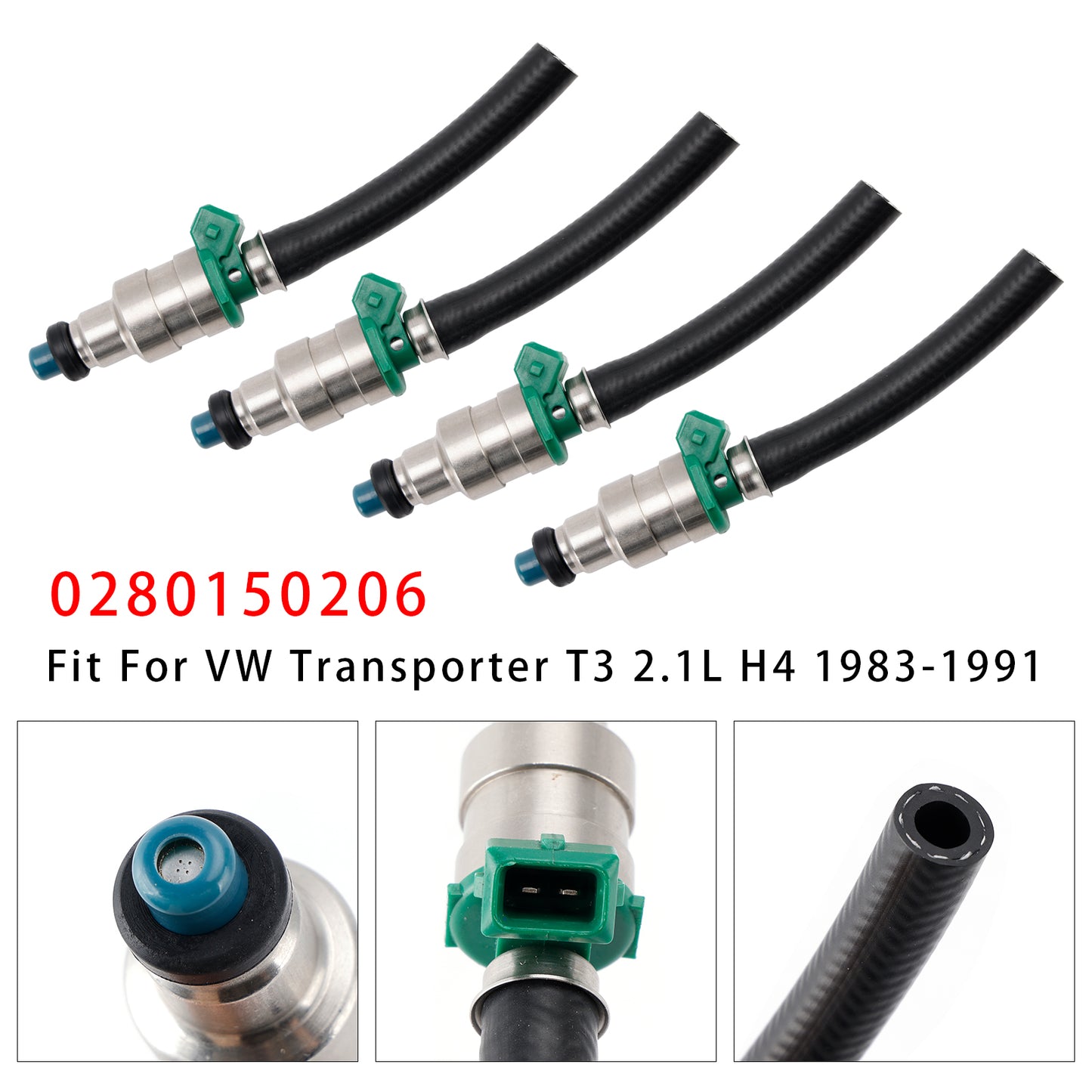 83-91 VW Vanagon Transporter T3 1.9 2.1 0280150206 4Pcs Fuel Injector