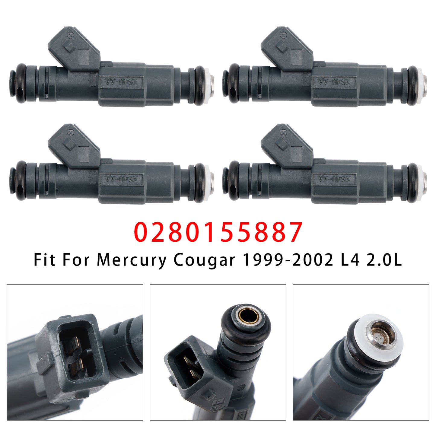 2002-2004 Ford Focus L4 2.0L (Fit SE ZTS ZTW ZX3 or ZX5 Model with DOHC (VIN: 3) Not SVT Model) 0280155887 4Pcs Fuel Injector