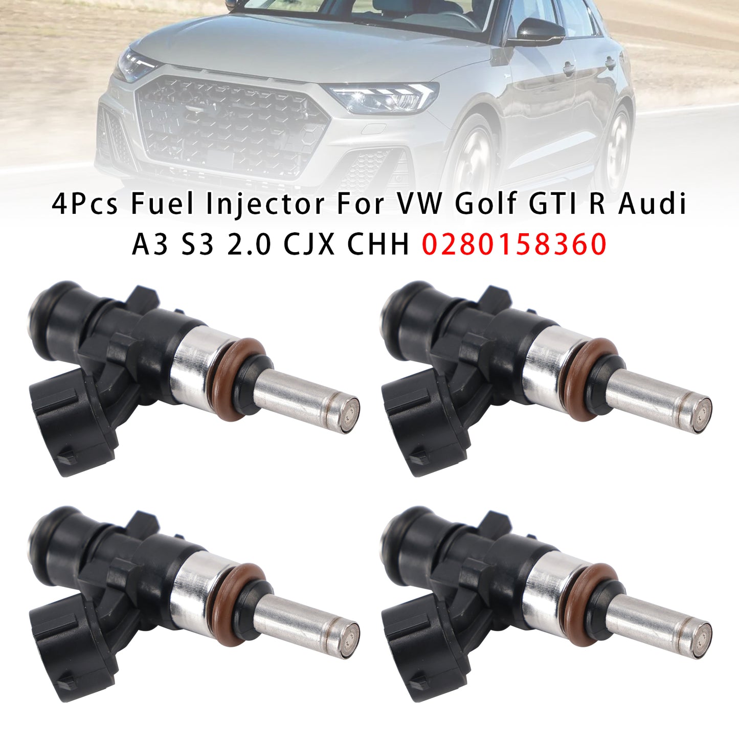 VW Golf GTI R Audi A3 S3 2.0 CJX CHH 0280158360 4Pcs Fuel Injector
