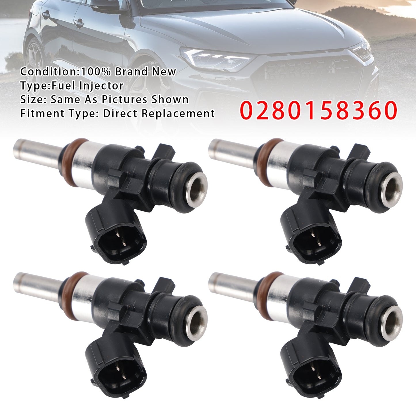 VW Golf GTI R Audi A3 S3 2.0 CJX CHH 0280158360 4Pcs Fuel Injector