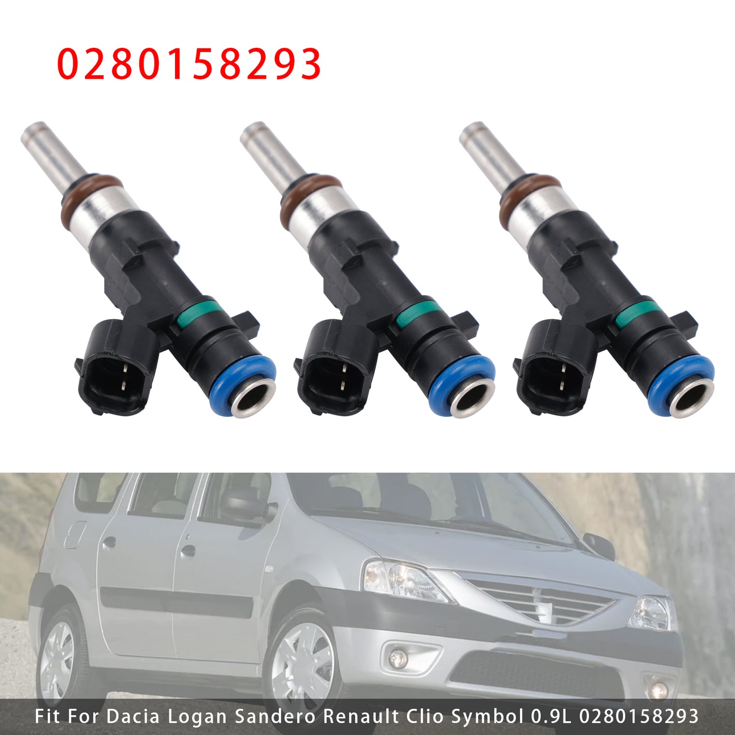 Dacia Logan Sandero Renault Clio Symbol 0.9L 0280158293 3Pcs Fuel Injector