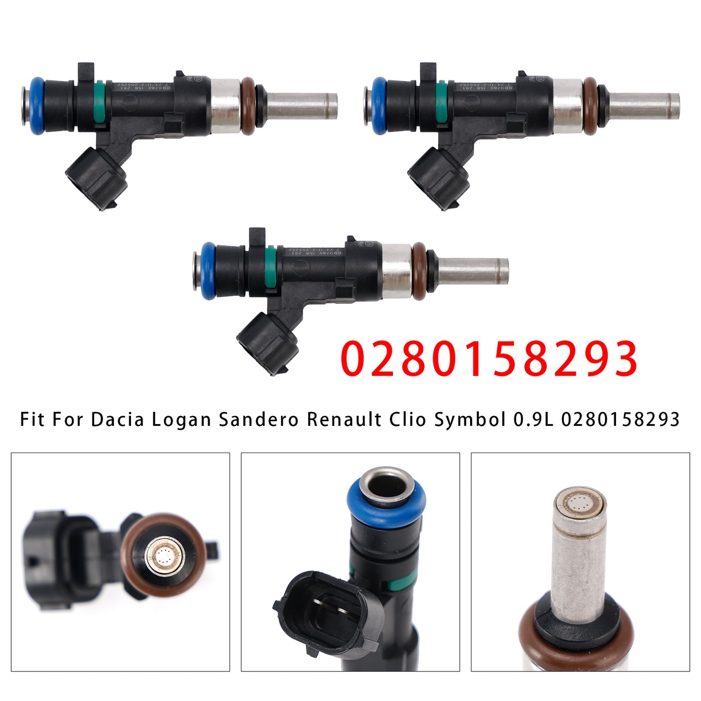 Dacia Logan Sandero Renault Clio Symbol 0.9L 0280158293 3Pcs Fuel Injector