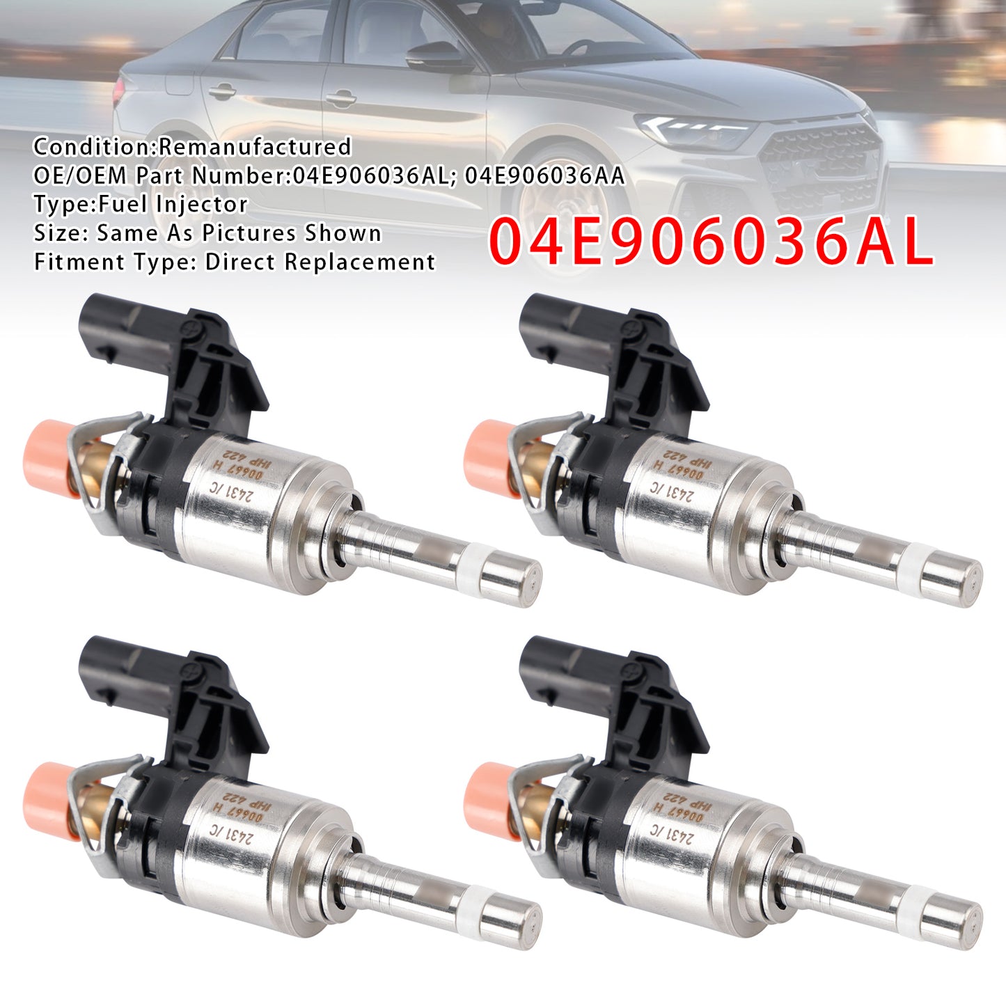Audi VW SKODA Rapid Octavia Fabia 1.0 TSI 04E906036AL 4Pcs Fuel Injector