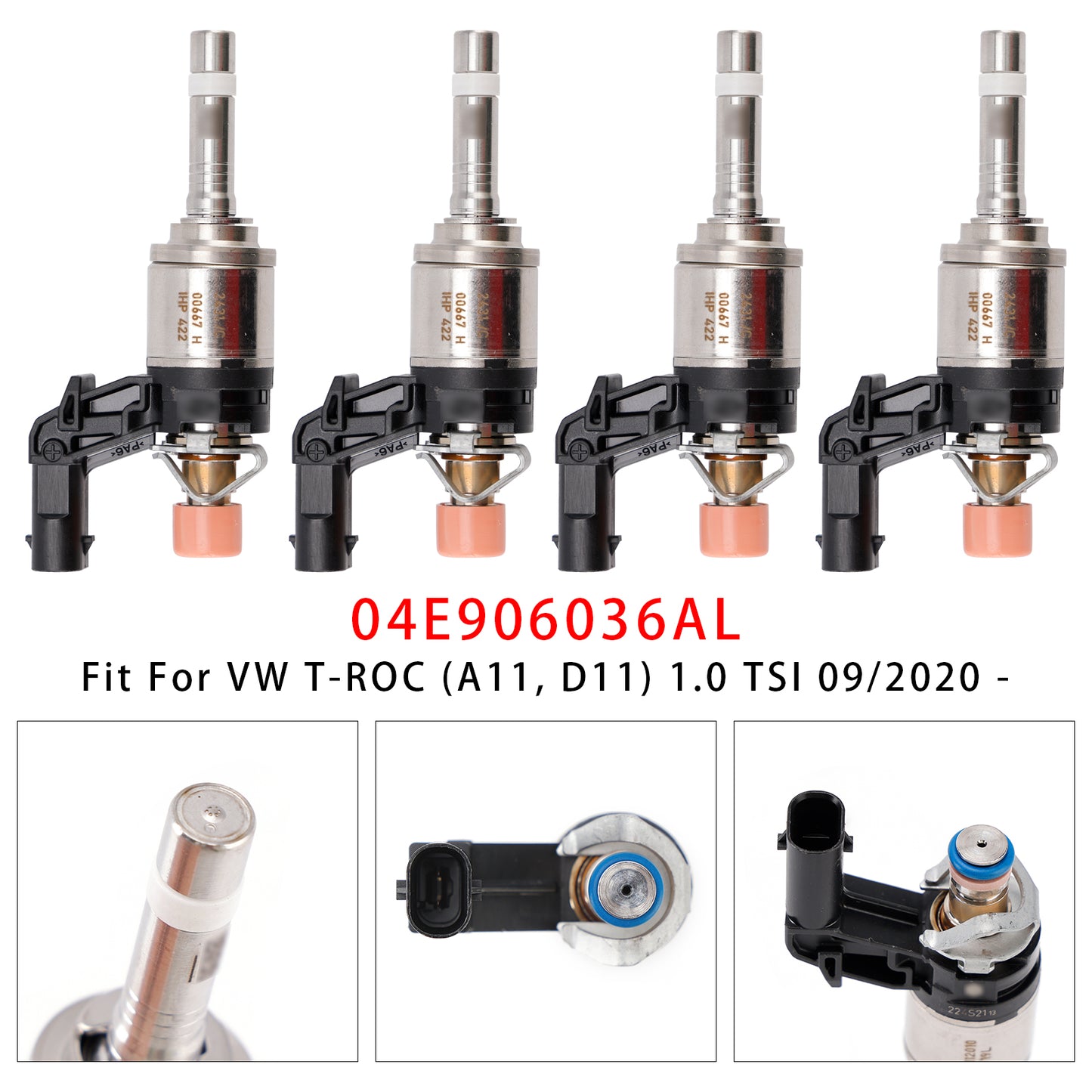 Audi VW SKODA Rapid Octavia Fabia 1.0 TSI 04E906036AL 4Pcs Fuel Injector