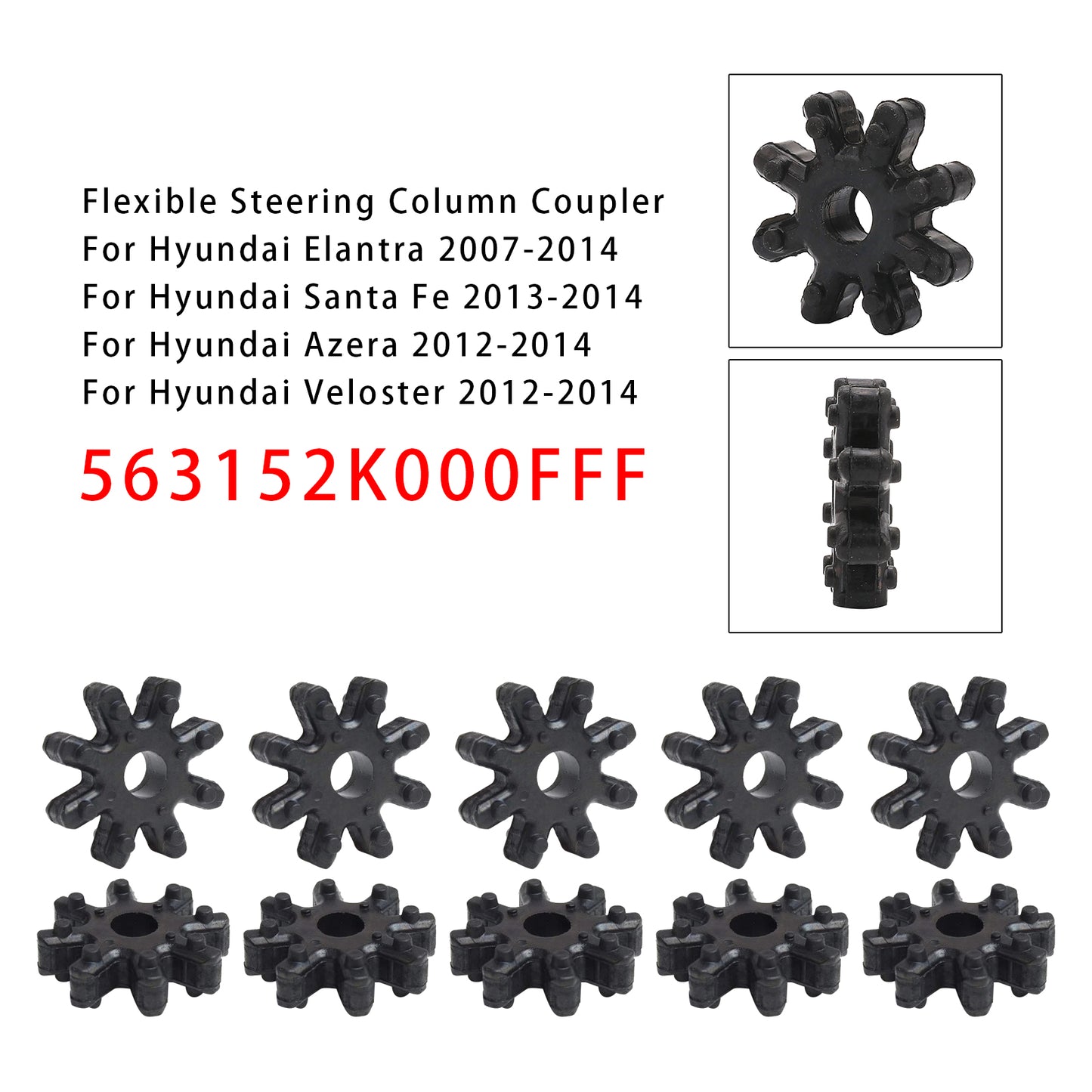 2011-2014 Hyundai Sonata 563152K000FFF 10x Flexible Steering Column Coupler