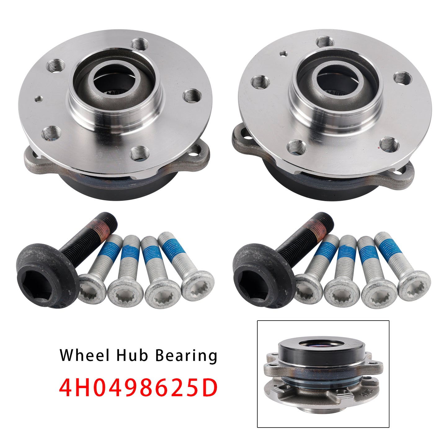2x Front Wheel Hub Flange+Bearing+Bolts Kit Audi A4 8K A6 C7 A5 8T A8 4H Q5 4H0498625D
