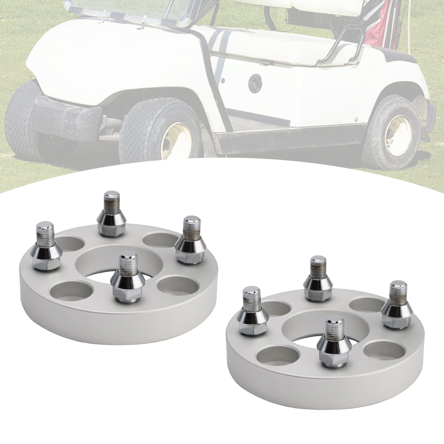 1 Inch Golf Cart Wheel Spacers Kit With Lug Nuts Silver Yamaha Golfcart Club Car Ezgo