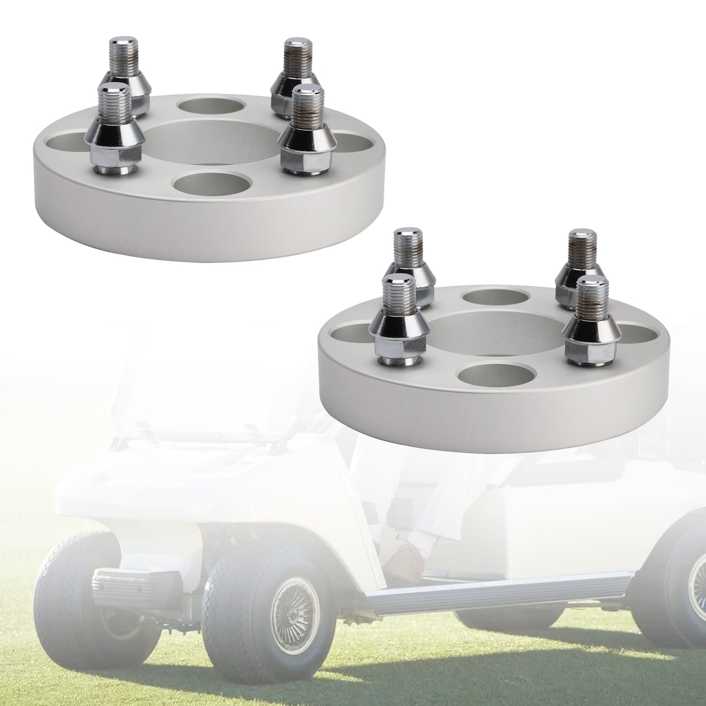1 Inch Golf Cart Wheel Spacers Kit With Lug Nuts Silver Yamaha Golfcart Club Car Ezgo