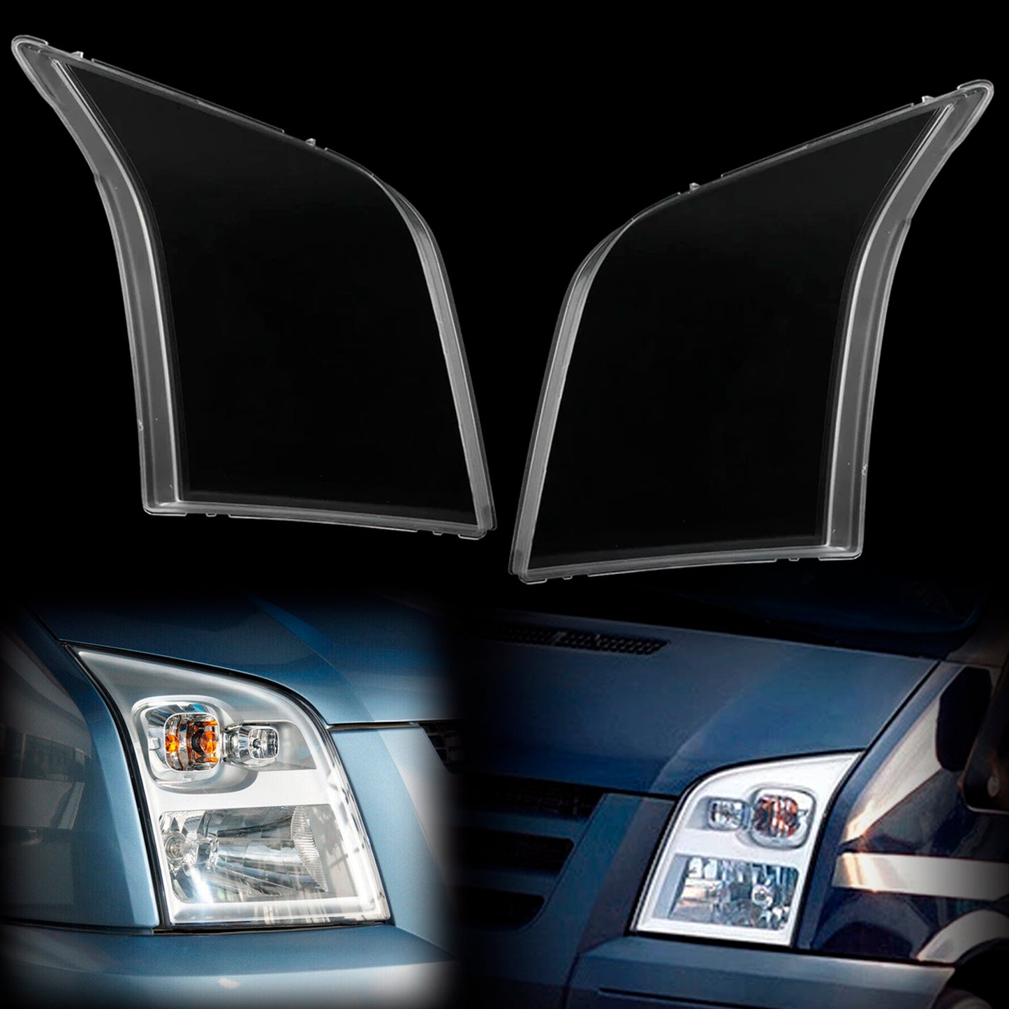 2Pcs Clear Headlight Lens Cover Shell 2006-2014 FORD TRANSIT MK7