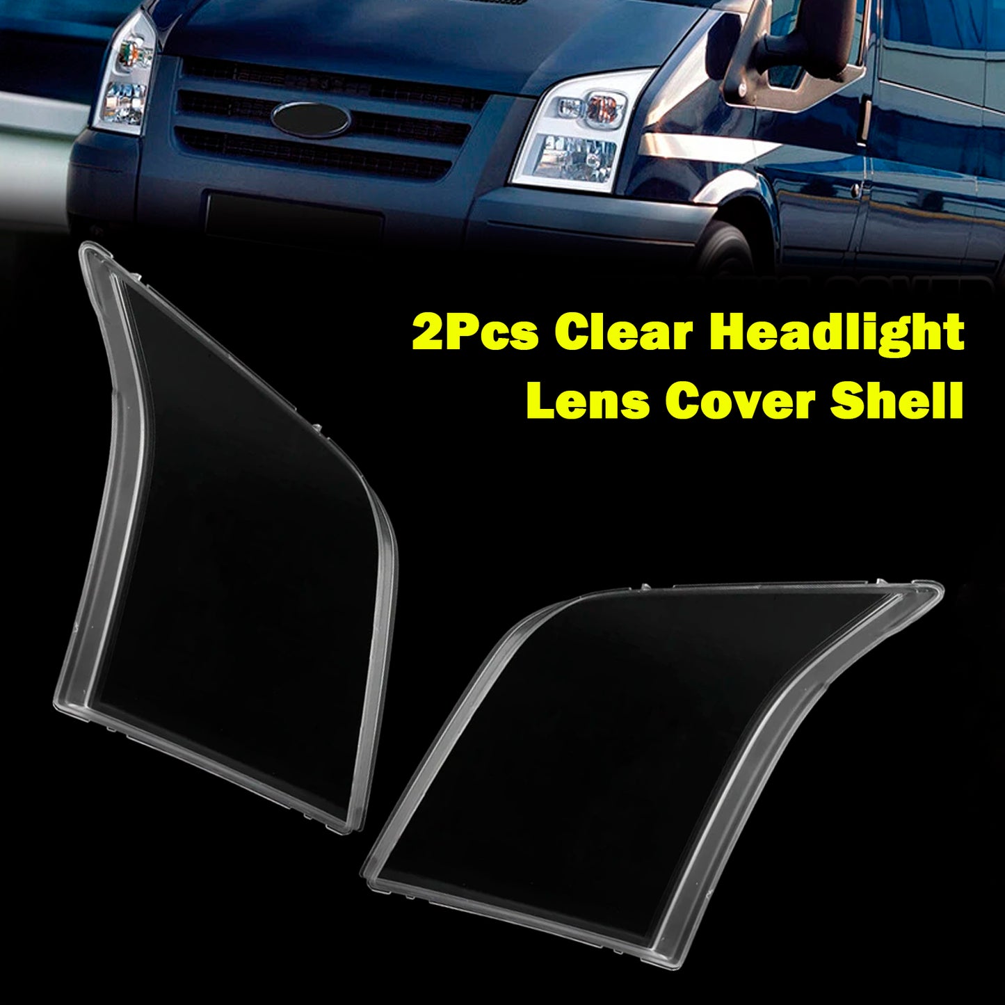 2Pcs Clear Headlight Lens Cover Shell 2006-2014 FORD TRANSIT MK7