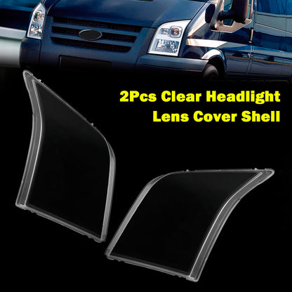 2Pcs Clear Headlight Lens Cover Shell 2006-2014 FORD TRANSIT MK7