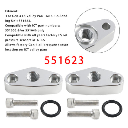 Chevy LS 551623 2 Pack Oil Pressure Sensor Adapter Plate M16 x 1.5