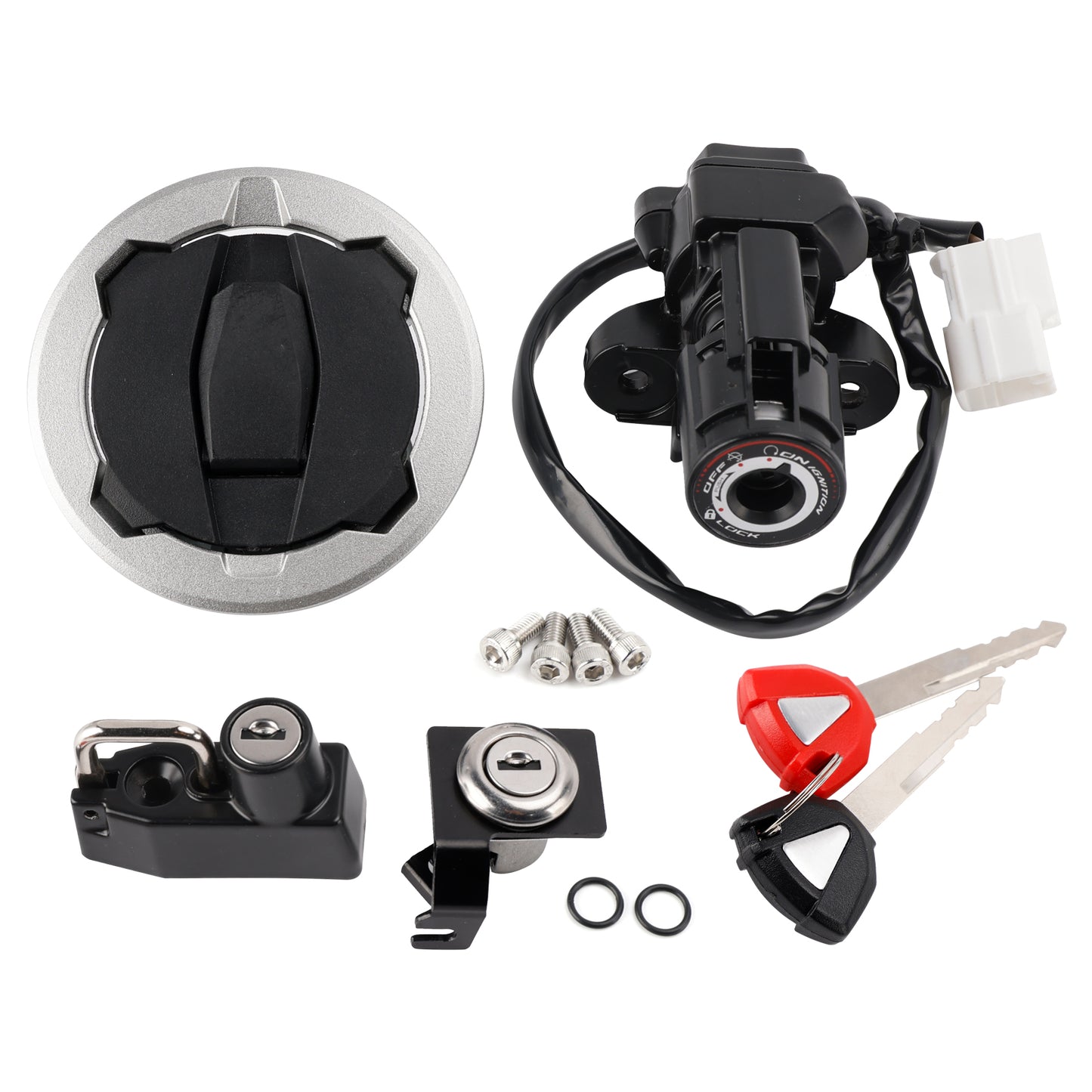 Ignition Switch Gas Cap Helmet Seat Lock Set For Kawasaki Ninja 500 Z500 24-26