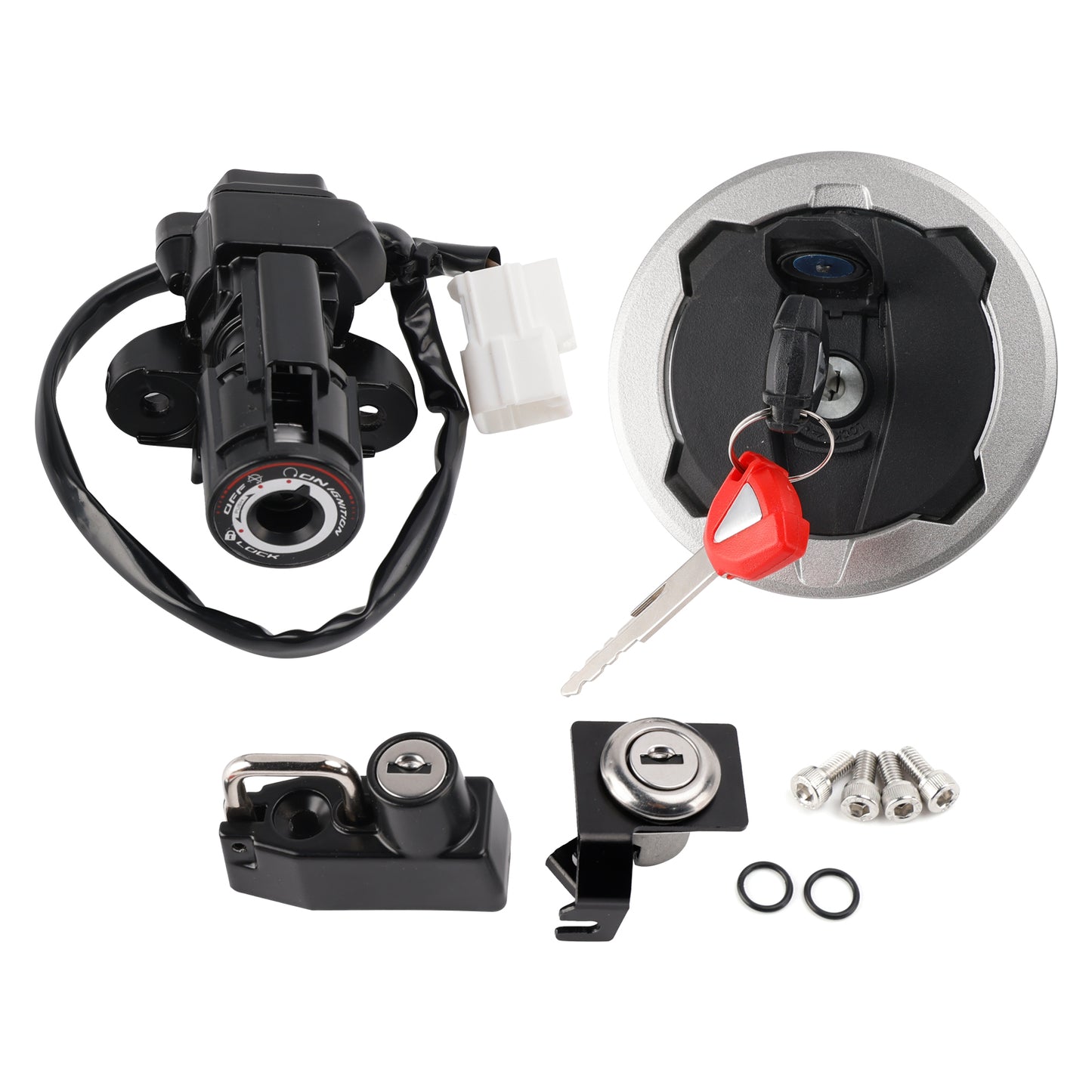 Ignition Switch Gas Cap Helmet Seat Lock Set For Kawasaki Ninja 500 Z500 24-26
