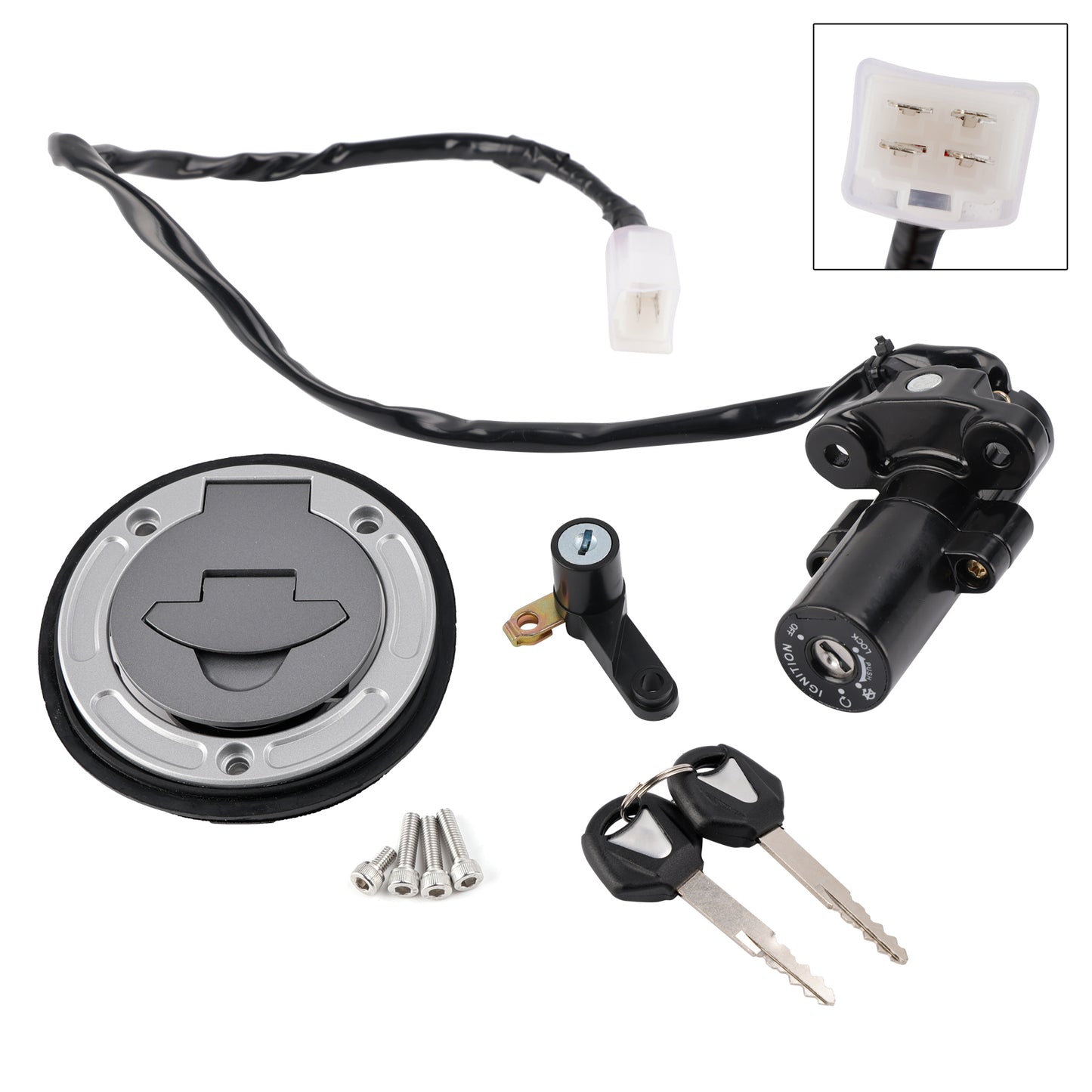 Ignition Key Switch Fuel Cap Seat Lock Set For Yamaha YZF R3 R25 ABS 2019-2024