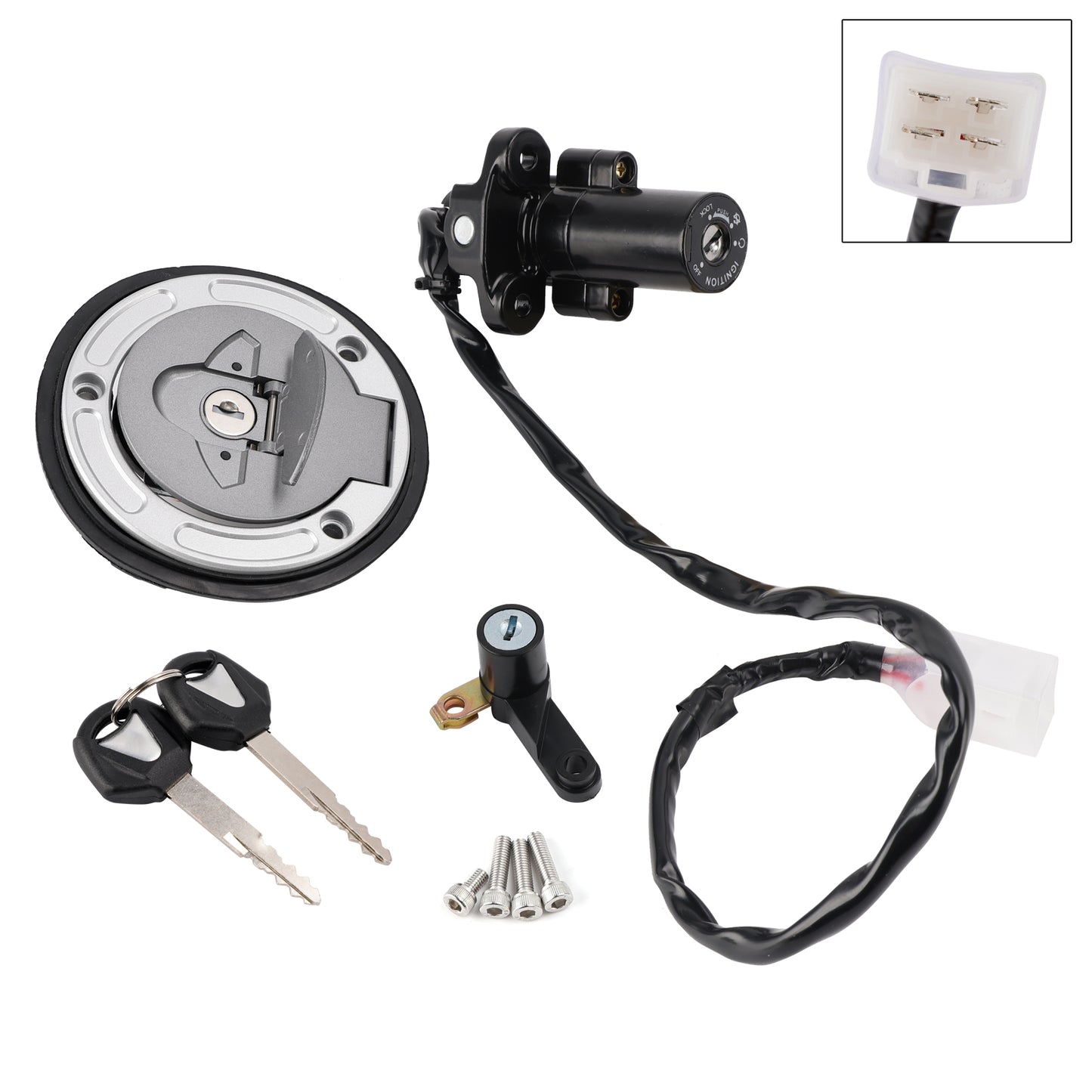 Ignition Key Switch Fuel Cap Seat Lock Set For Yamaha YZF R3 R25 ABS 2019-2024