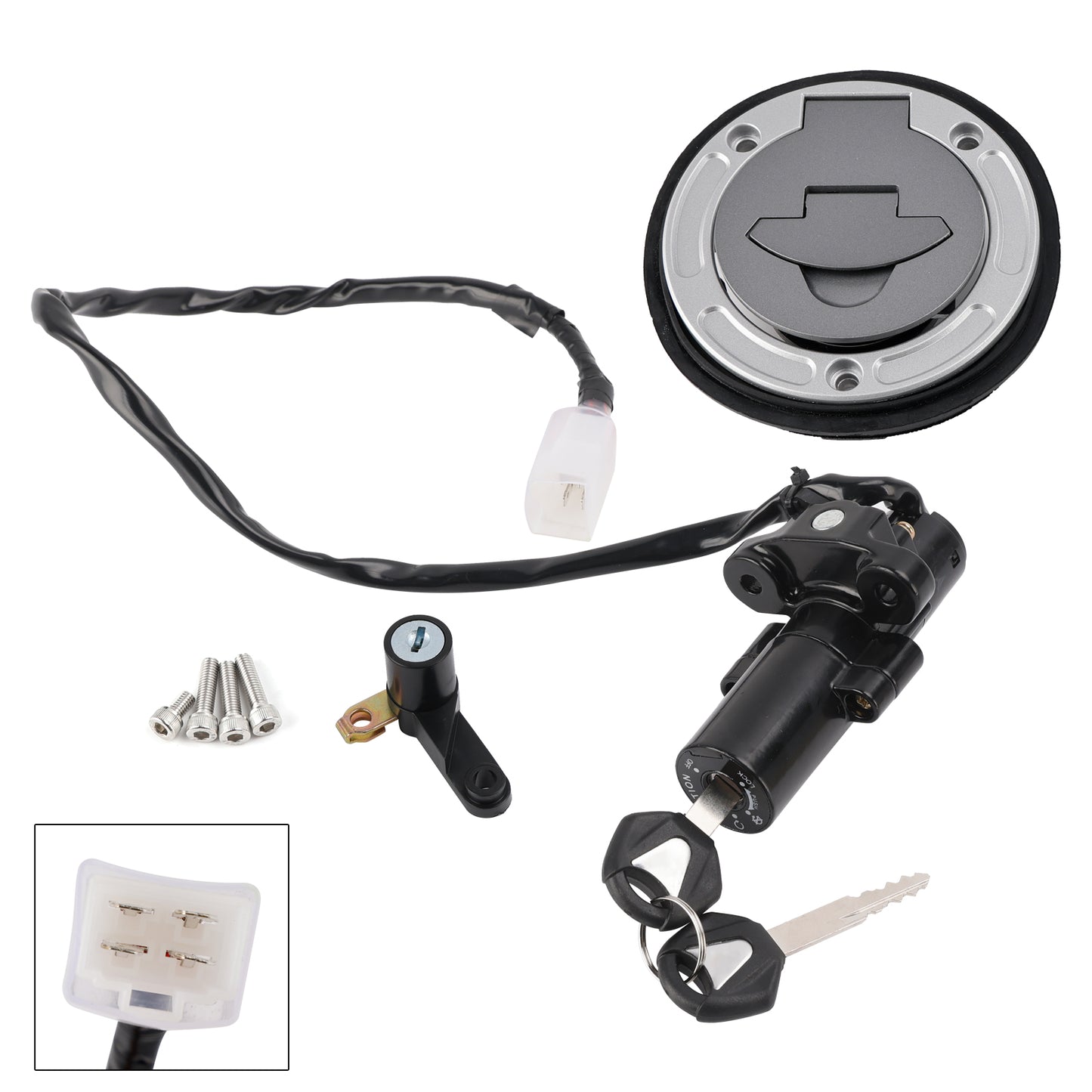 Ignition Key Switch Fuel Cap Seat Lock Set For Yamaha YZF R3 R25 ABS 2019-2024