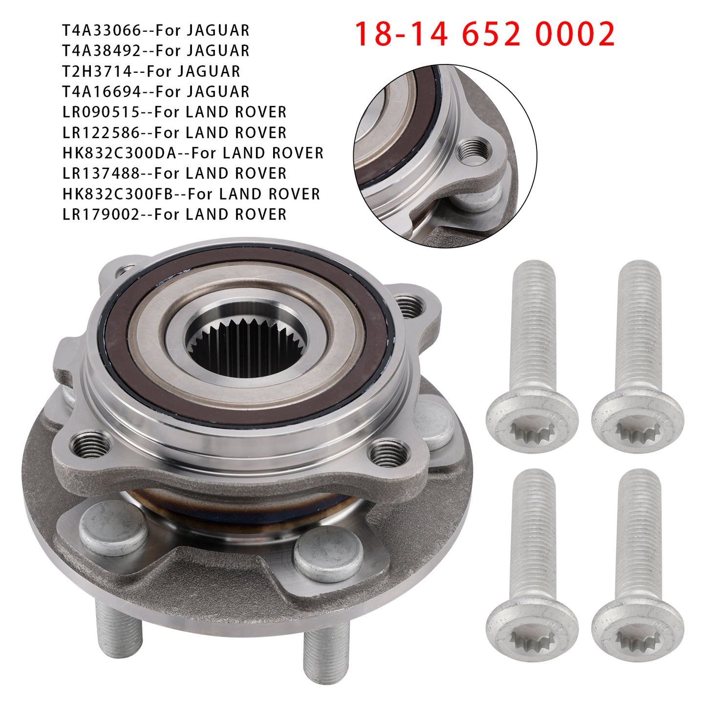 Jaguar F-Pace I-Pace Land Rover 18-14 652 0002 Front Wheel Hub