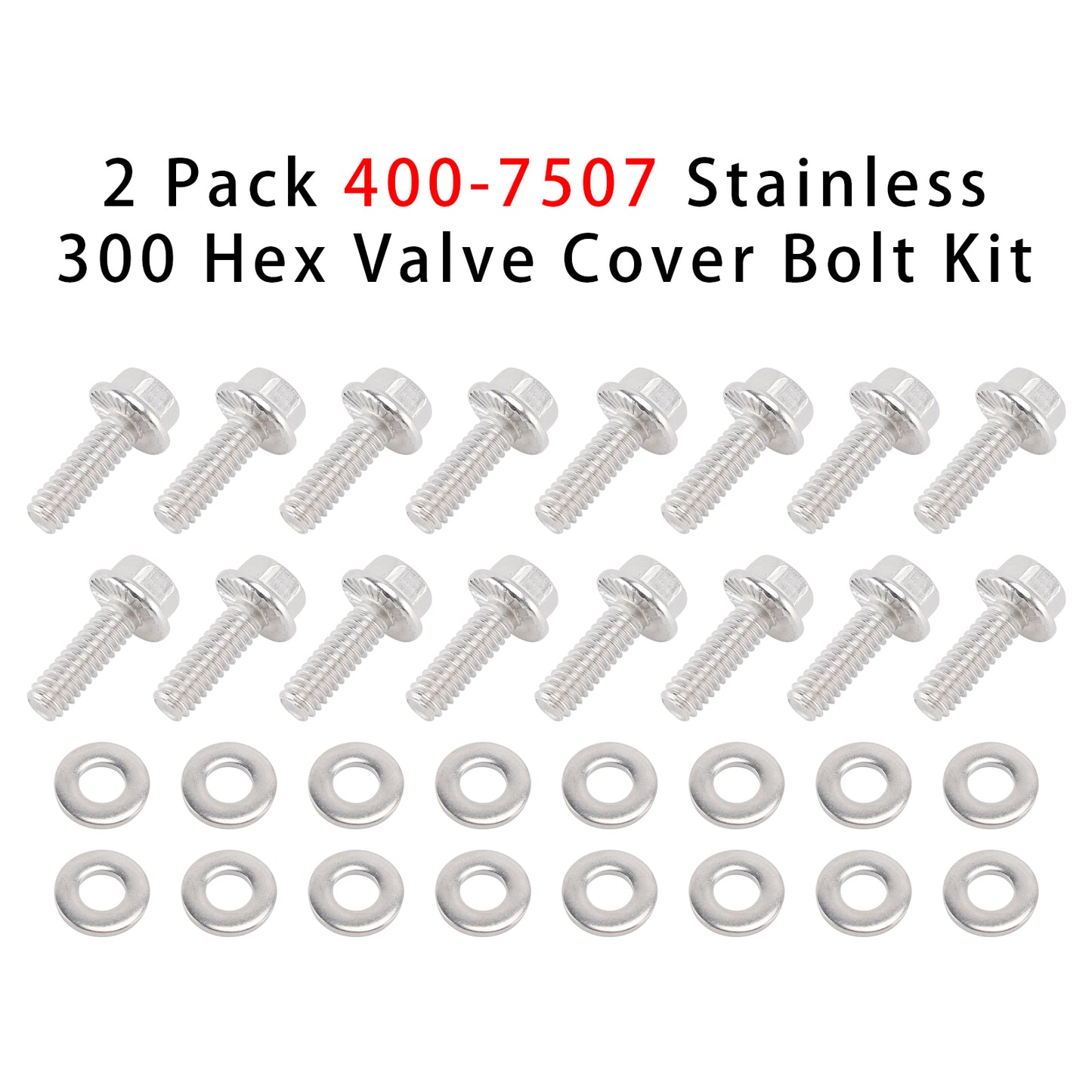 2 Pack 400-7507 Stainless 300 Hex Valve Cover Bolt Kit