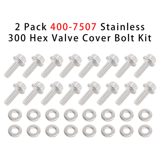 2 Pack 400-7507 Stainless 300 Hex Valve Cover Bolt Kit