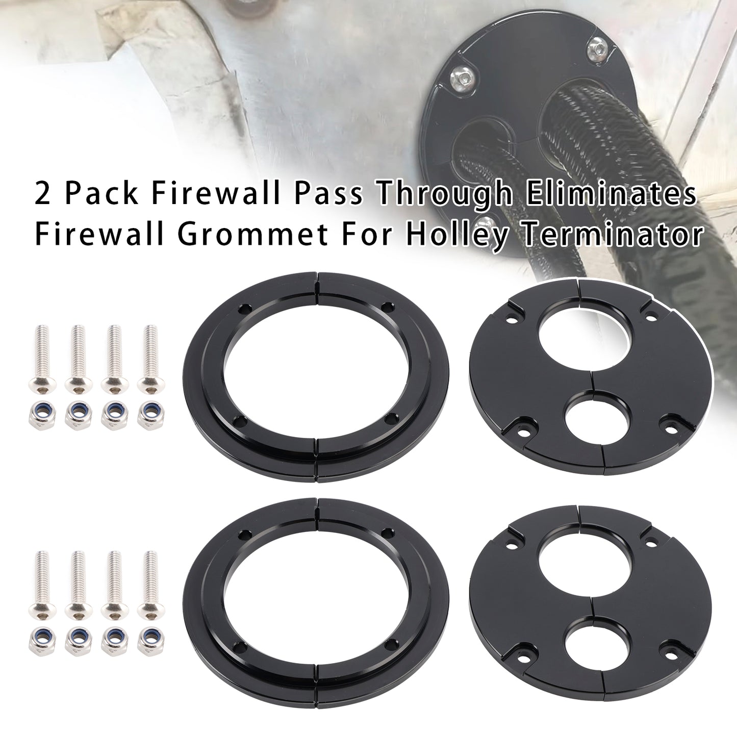 2 Pack Firewall Pass Through Eliminates Firewall Grommet Holley Terminator x Max