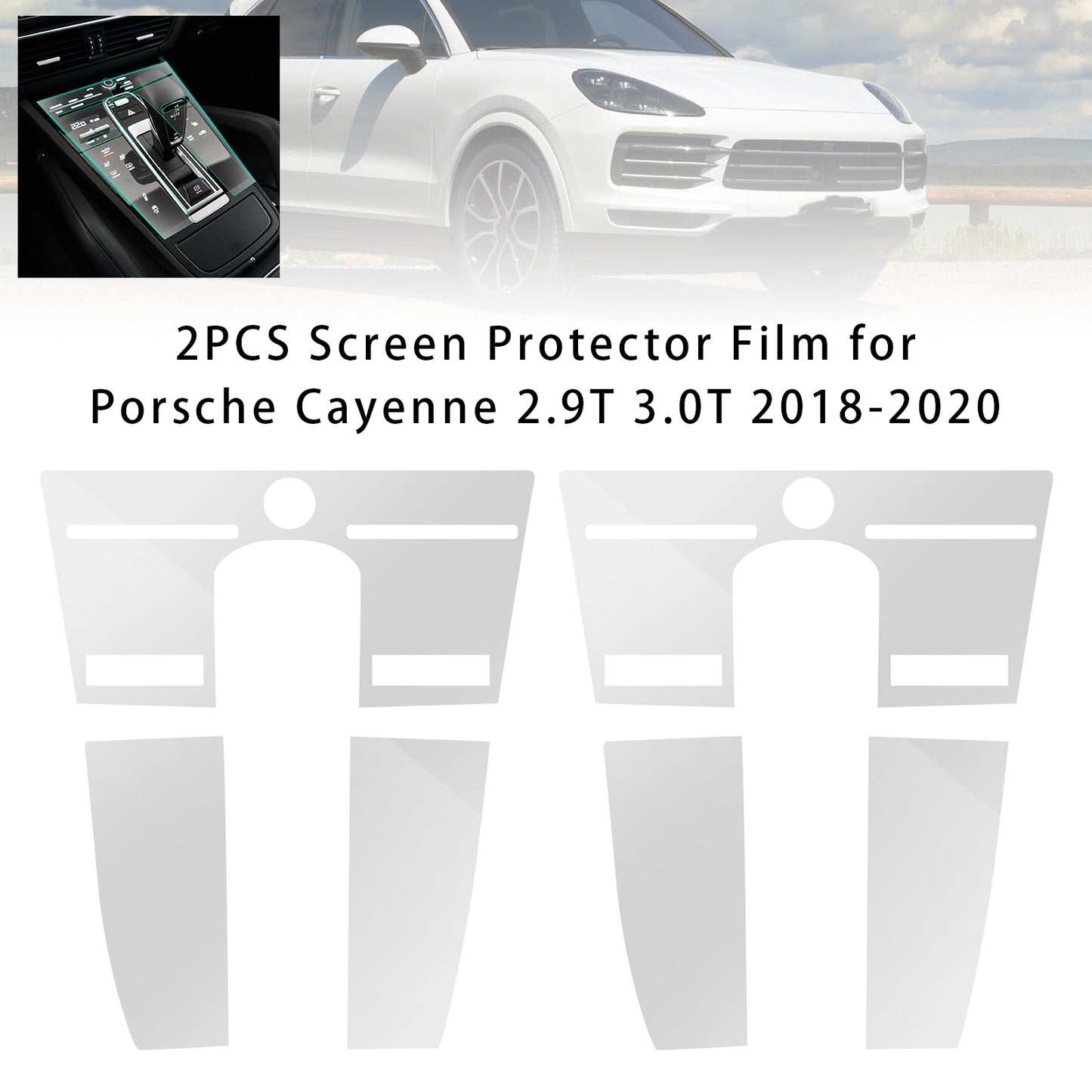 2018-2020 Porsche Cayenne 2.9T 3.0T 2PCS Navigation TPU Screen Protector Film