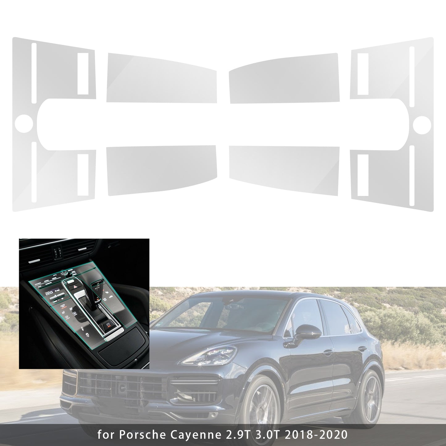 2018-2020 Porsche Cayenne 2.9T 3.0T 2PCS Navigation TPU Screen Protector Film