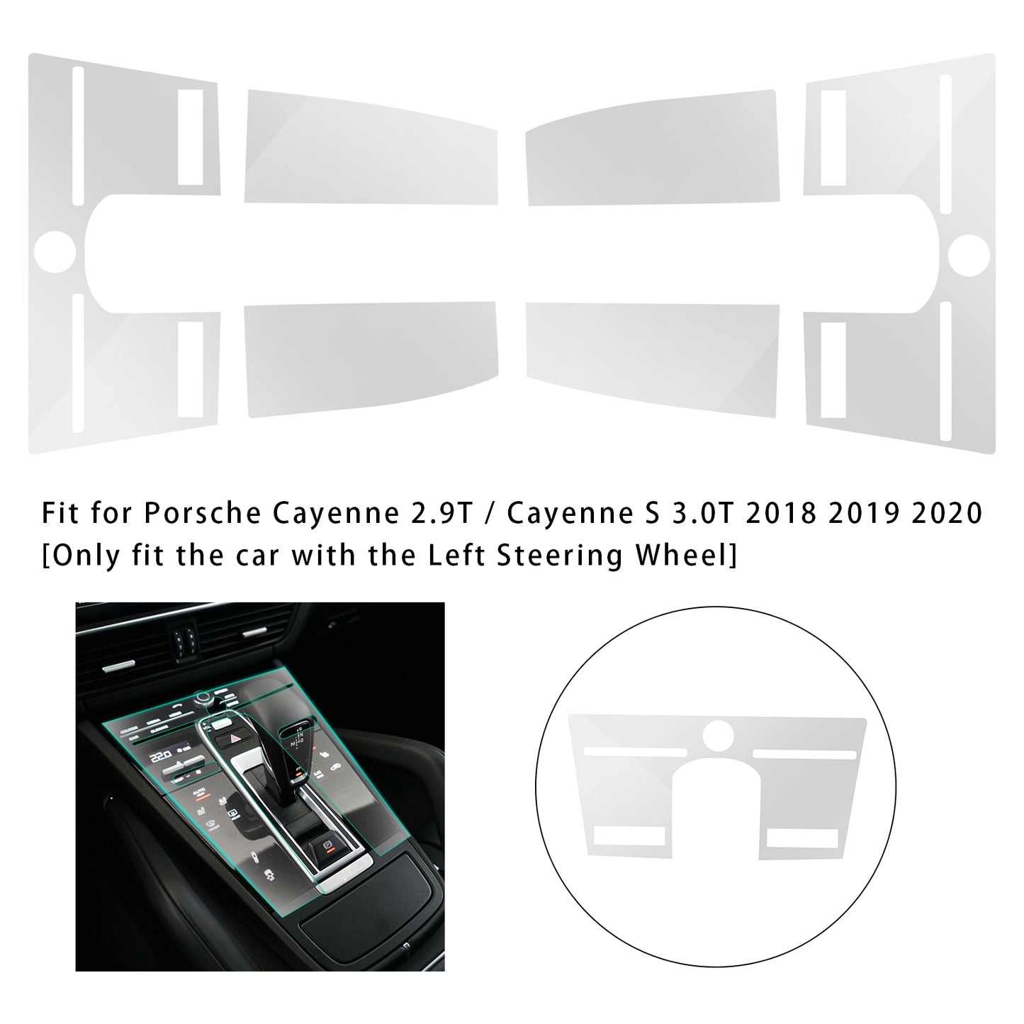 2018-2020 Porsche Cayenne 2.9T 3.0T 2PCS Navigation TPU Screen Protector Film