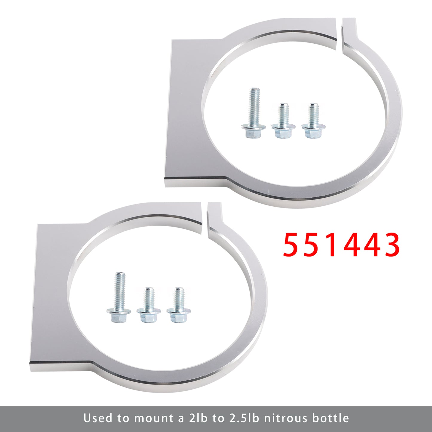 GSXR 551443 2 Pack 2lb Nitrous Bottle Bracket 2.5 2 Two Pound 4-3/8" Bottle Diameter Tank Mount NOS Billet