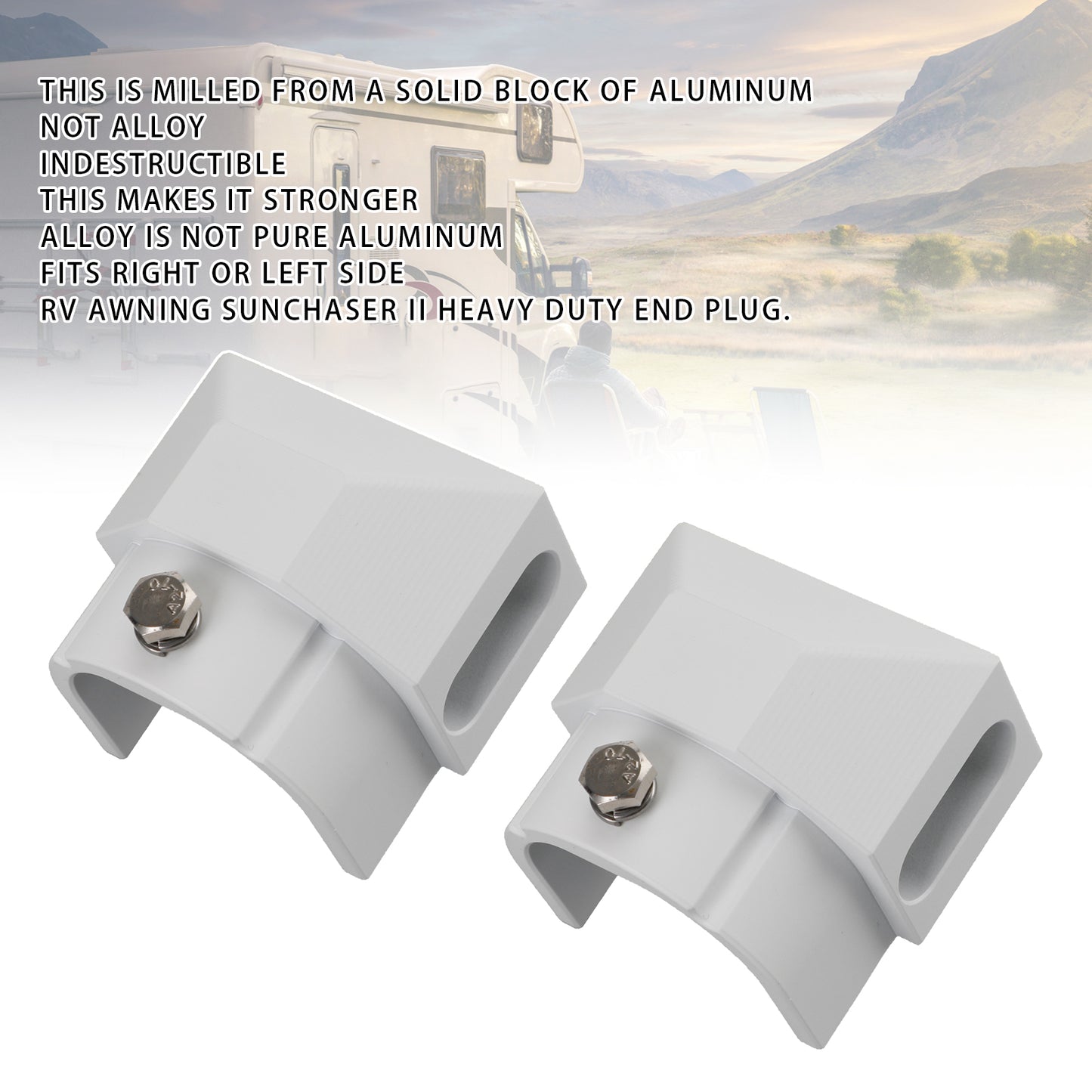 2PCS Alminum Replacement Part End Plug Solid Dometic SUNCHASER II Awning
