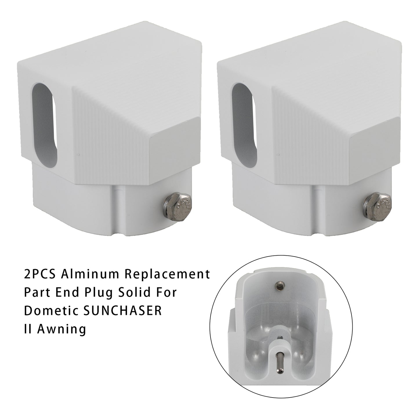 2PCS Alminum Replacement Part End Plug Solid Dometic SUNCHASER II Awning